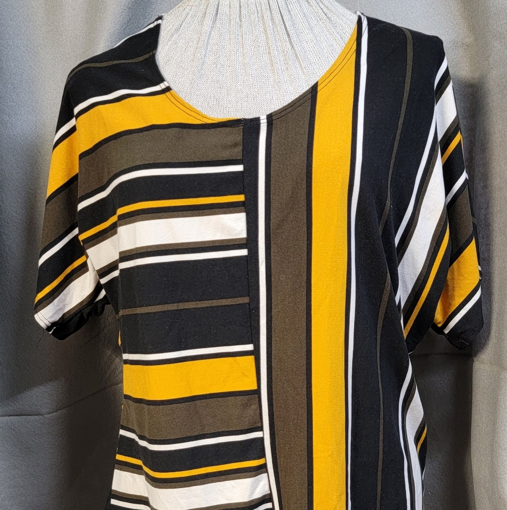 Chic Striped Women's Tunic in Yellow and Black